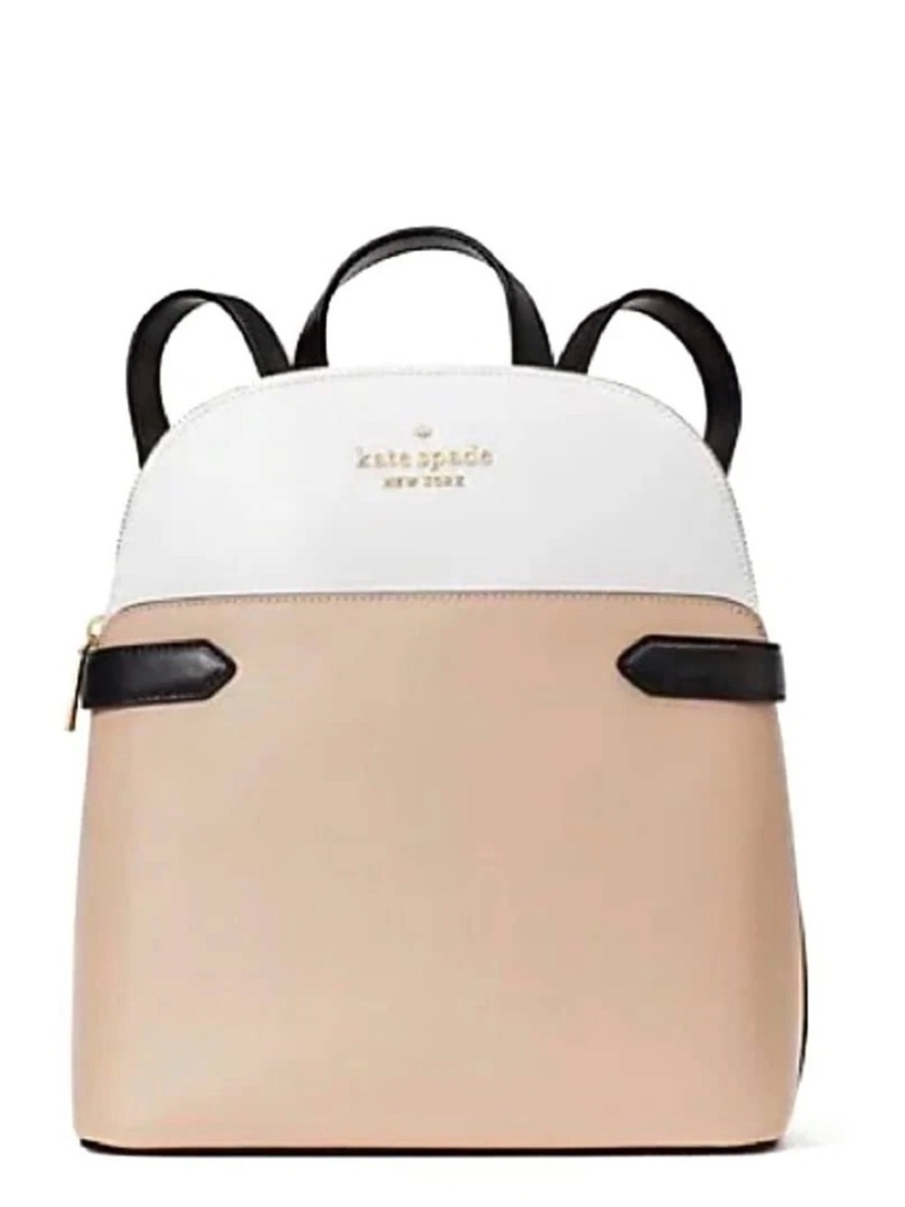 Kate spade new york Staci Dome Leather Medium Backpack Warm Beige Black